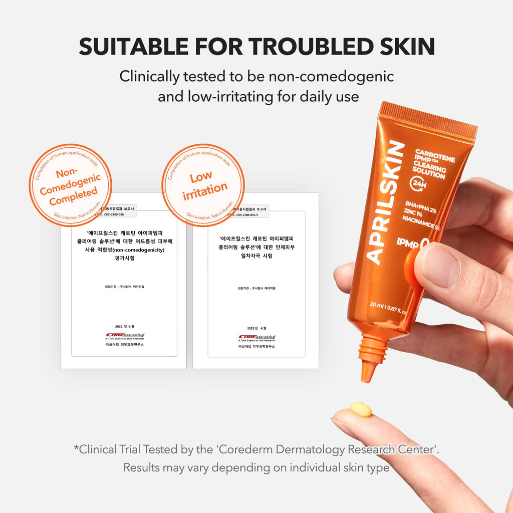 APRILSKIN Carrotene IPMP Clearing Solution | Quick Blemish Calm, 0.67 fl oz, Vegan