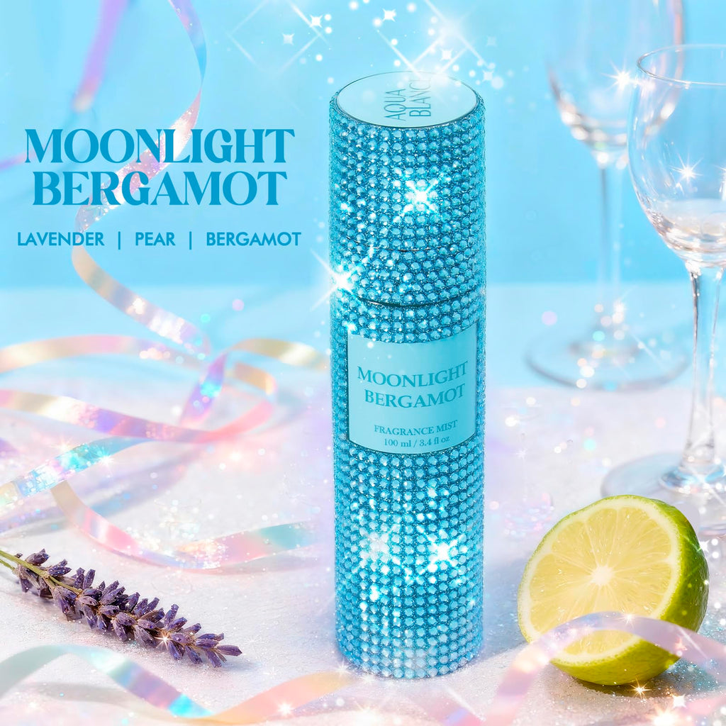 AQUA BLANCE Moonlight Bergamot Body Spray for Women | Diamond-Embellished Fragrance Mist 3.4 fl oz