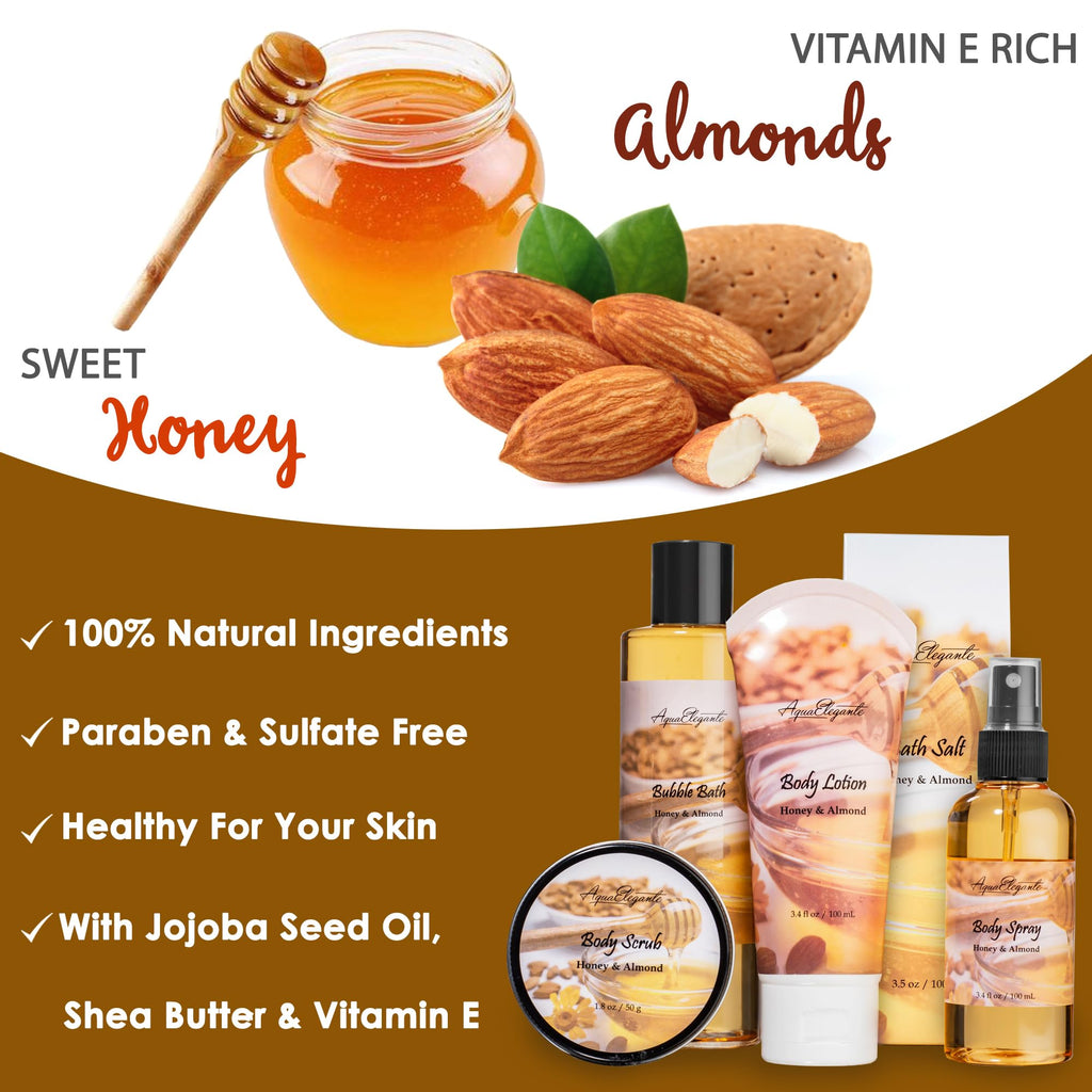 Aqua Elegante Bath Spa Gift Sets – Luxury Honey & Almond Basket