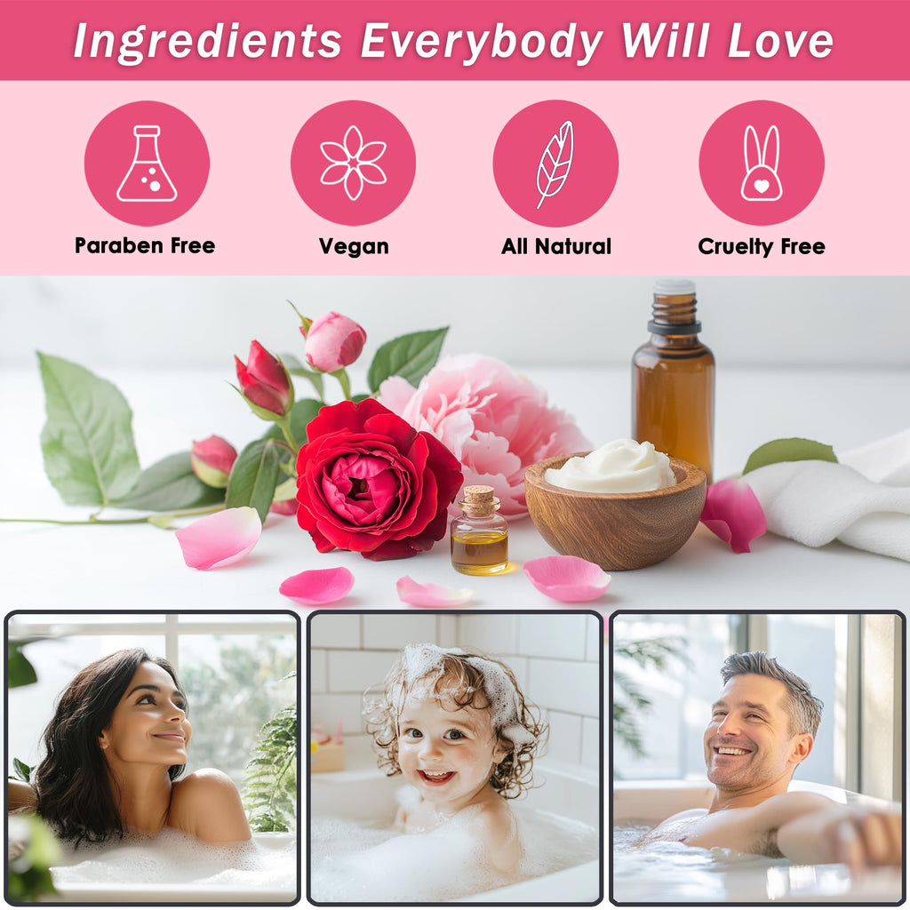 Aqua Elegante Spa Gift Baskets for Women - Luxury Rose Oil & Peony Bath Set