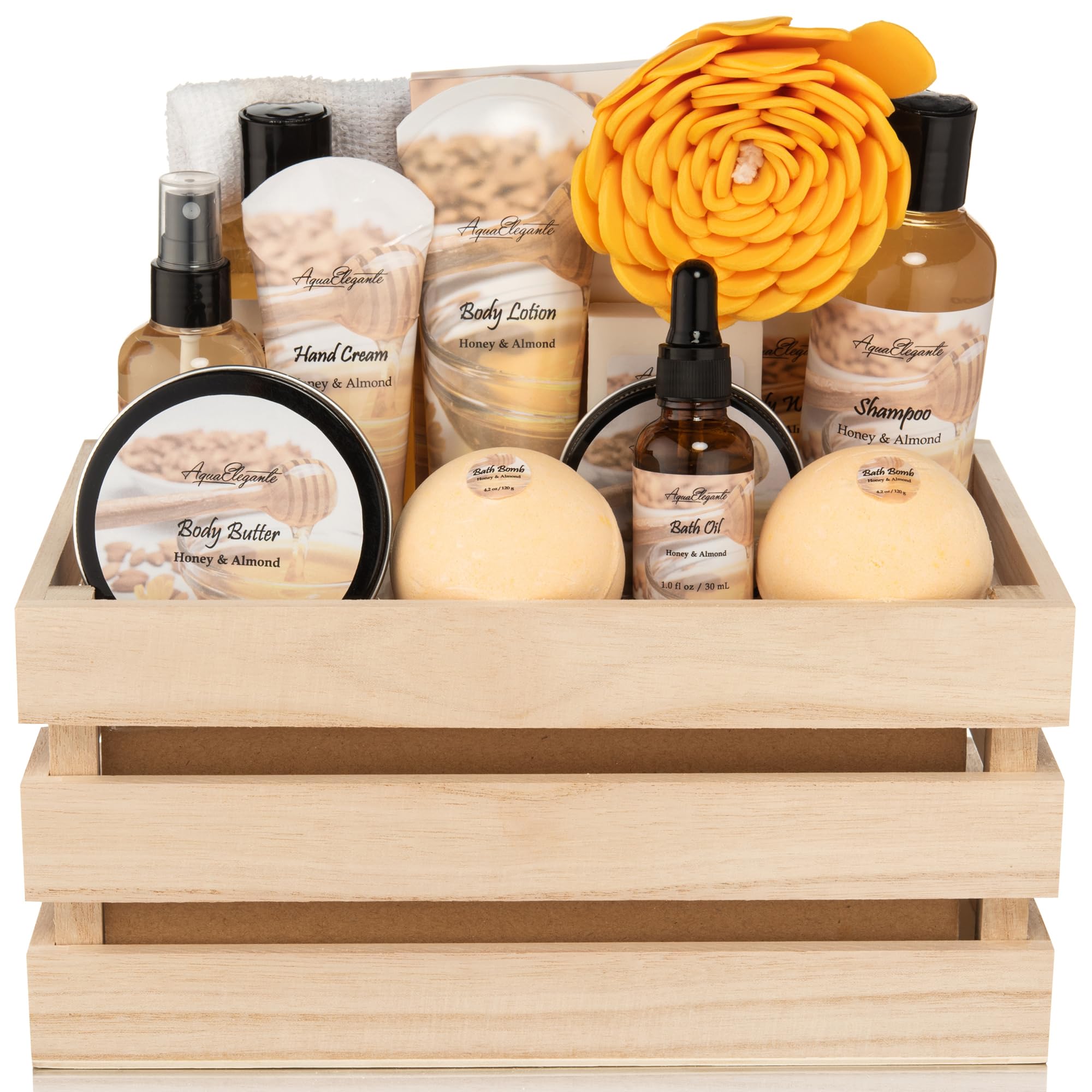Aqua Elegante Bath Spa Gift Sets – Luxury Honey & Almond Basket