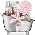 Aqua Elegante Spa Gift Baskets for Women - Luxury Rose Oil & Peony Bath Set