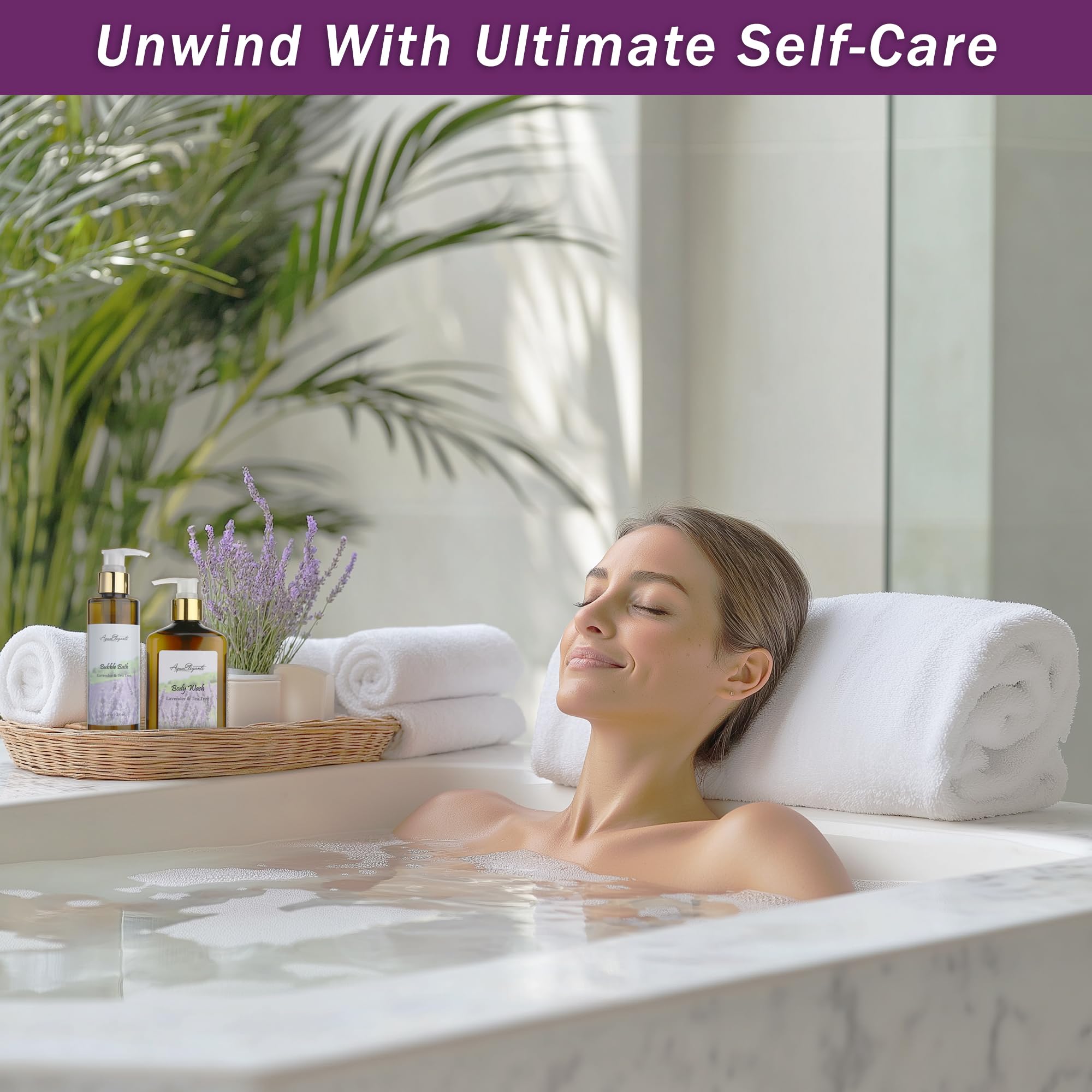 Aqua Elegante Spa Gift Baskets for Women – Lavender & Tea Tree Oil Bath Set
