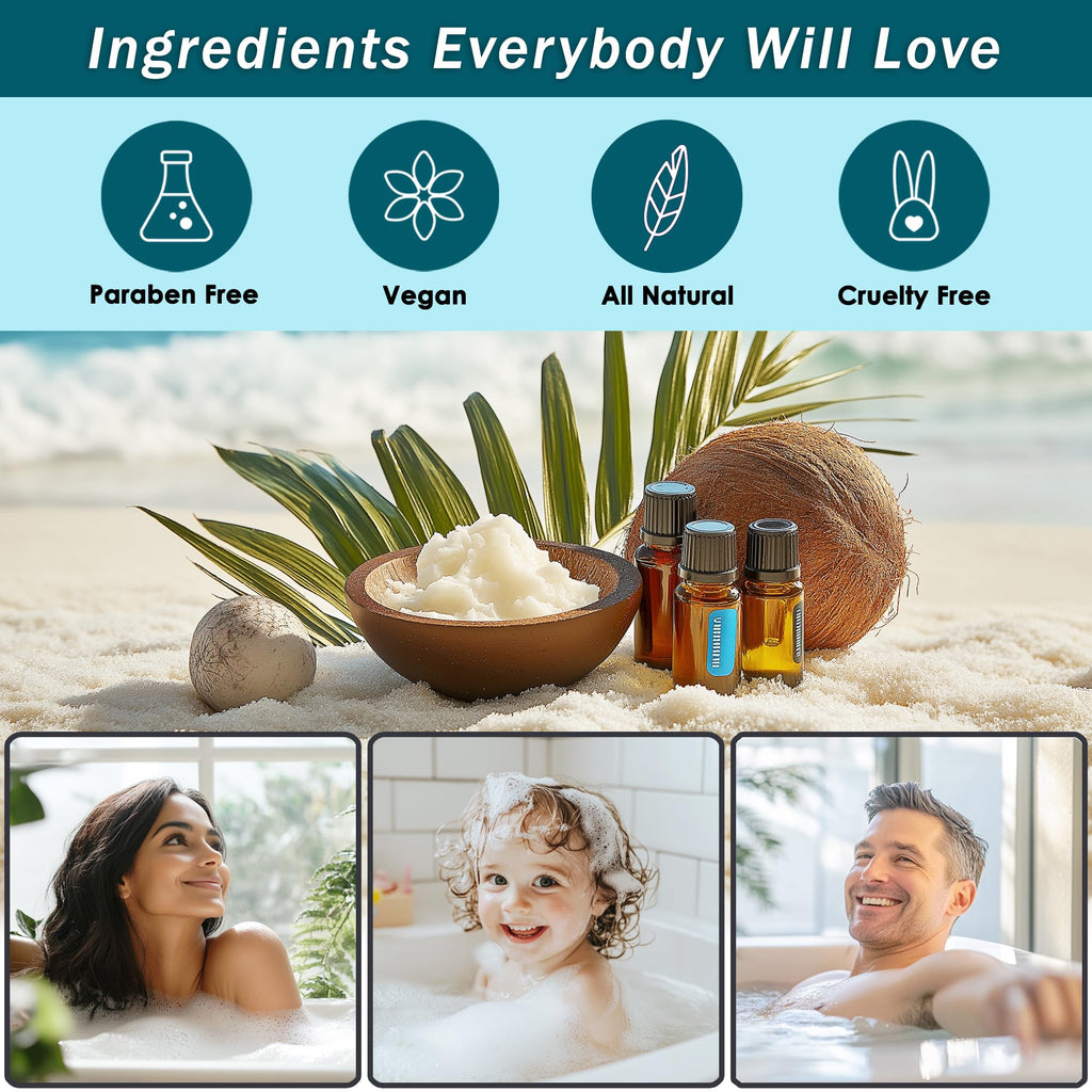 Aqua Elegante Spa Baskets for Women – Luxury Ocean & Coconut Bath Set with Wash, Bubble Bath, Lotion & More
