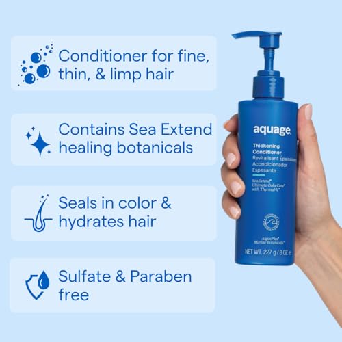 AQUAGE SeaExtend Thickening Conditioner | Thermal-V Technology for Volume, Shine & Frizz-Free Hair (8 oz)