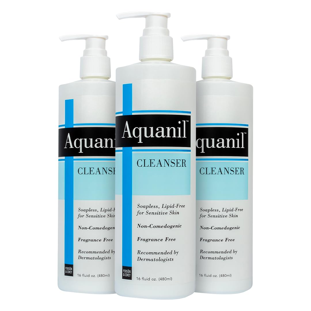 Aquanil Lipid-Free Cleanser for Sensitive Skin | Fragrance-Free, Soap-Free, 3 Pack – 16 oz