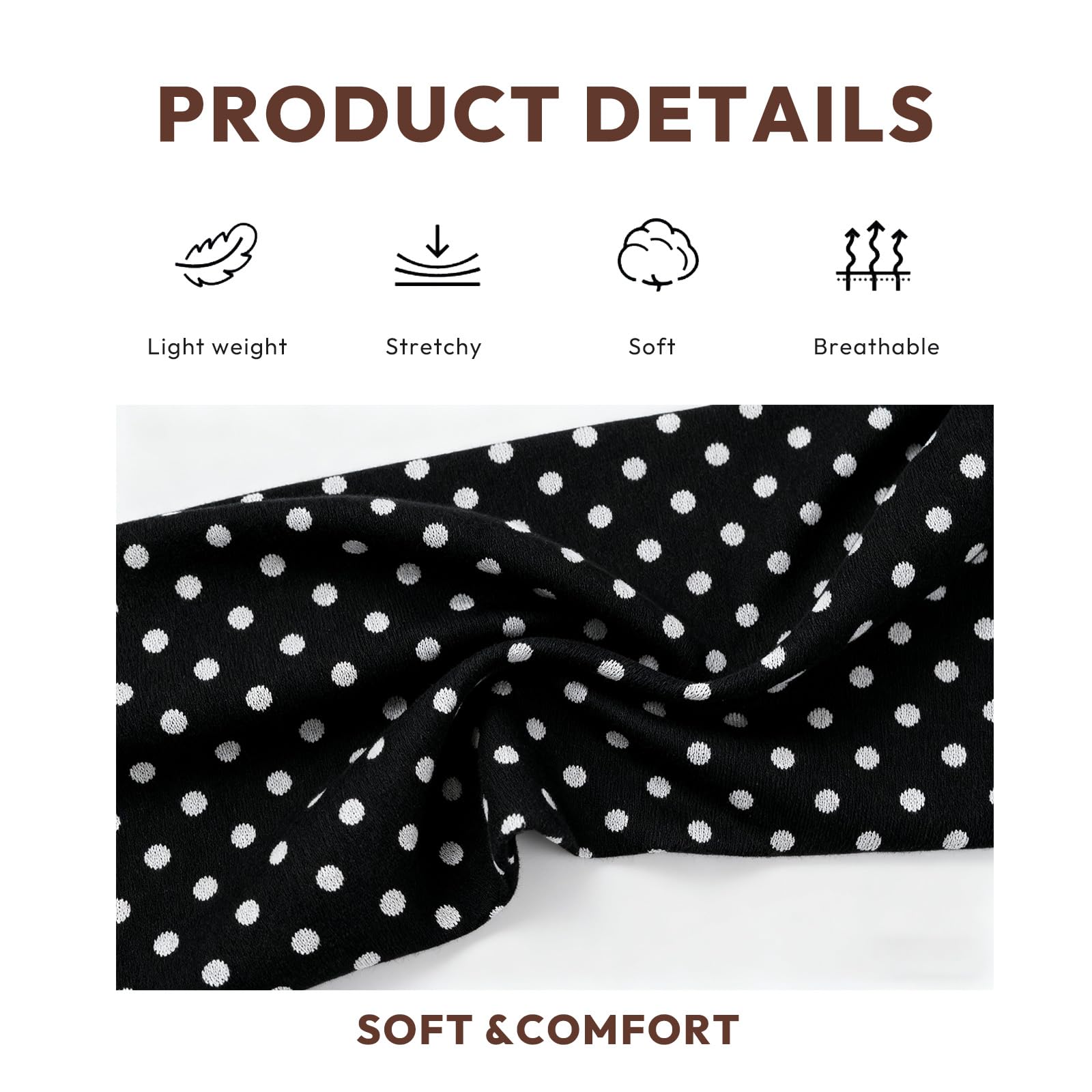 Aranya Women's Headbands 5pc Set – Soft Stretchy Fabric for Yoga & Everyday Wear (Polka Dot)