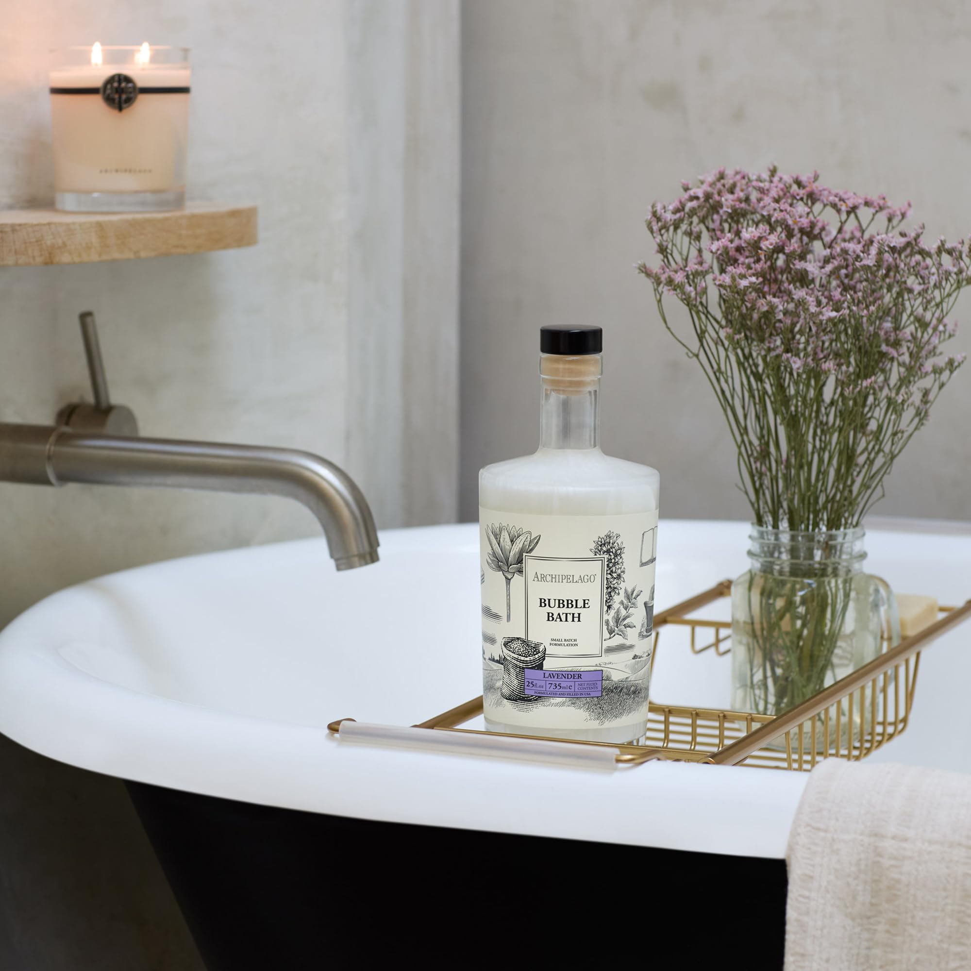 Archipelago Botanicals Luxury Lavender Bubble Bath – Hydrating, Soothing 25 oz