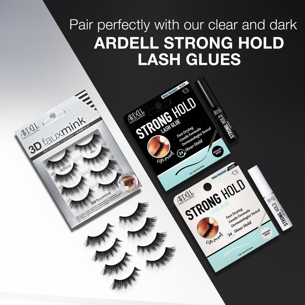 Ardell 3D Faux Mink 852 Lashes - Fluffy Volume Wispy Lashes for a Natural Glam Look | 4 Pairs