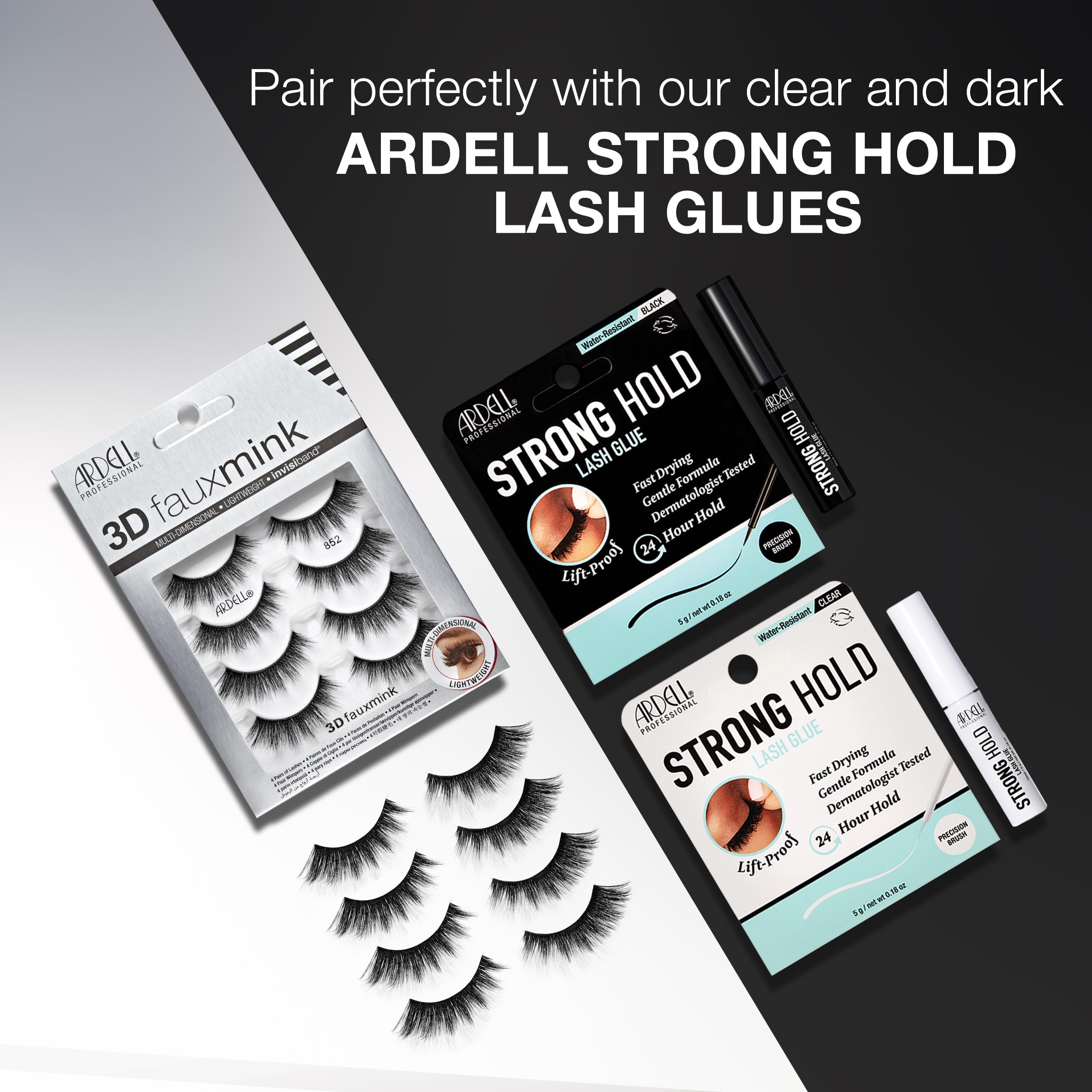 Ardell 3D Faux Mink 852 Lashes - Fluffy Volume Wispy Lashes for a Natural Glam Look | 4 Pairs