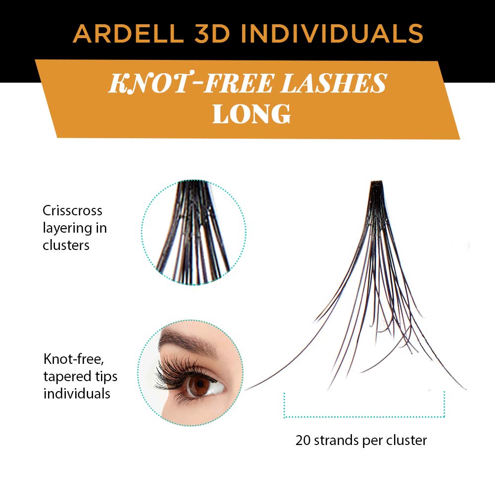 Ardell 3D Individual Lashes Long Black – Flared Design DIY Lash Clusters (4 Packs)