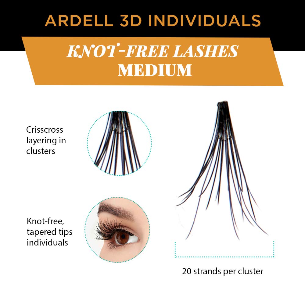 Ardell 3D Individuals Lashes Medium Black - Natural Looking DIY Lash Clusters, Eyelash Extensions, 4 Pack