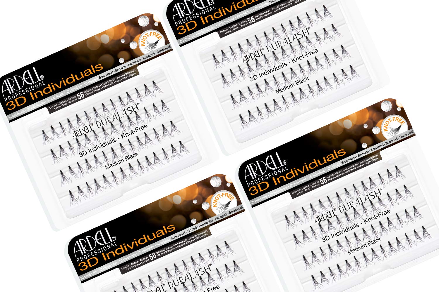 Ardell 3D Individuals Lashes Medium Black - Natural Looking DIY Lash Clusters, Eyelash Extensions, 4 Pack