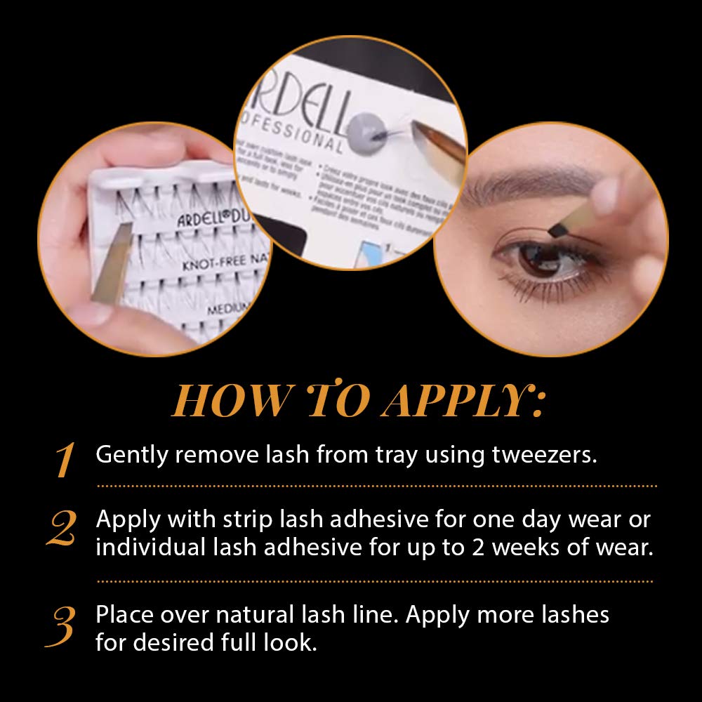 Ardell 3D Individuals Lashes Medium Black - Natural Looking DIY Lash Clusters, Eyelash Extensions, 4 Pack