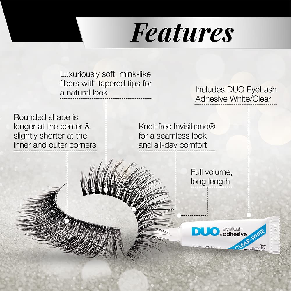 Ardell 3D Faux Mink Lashes 863 with Duo Adhesive Pipette – Long-Lasting Natural Look, 1 Pack
