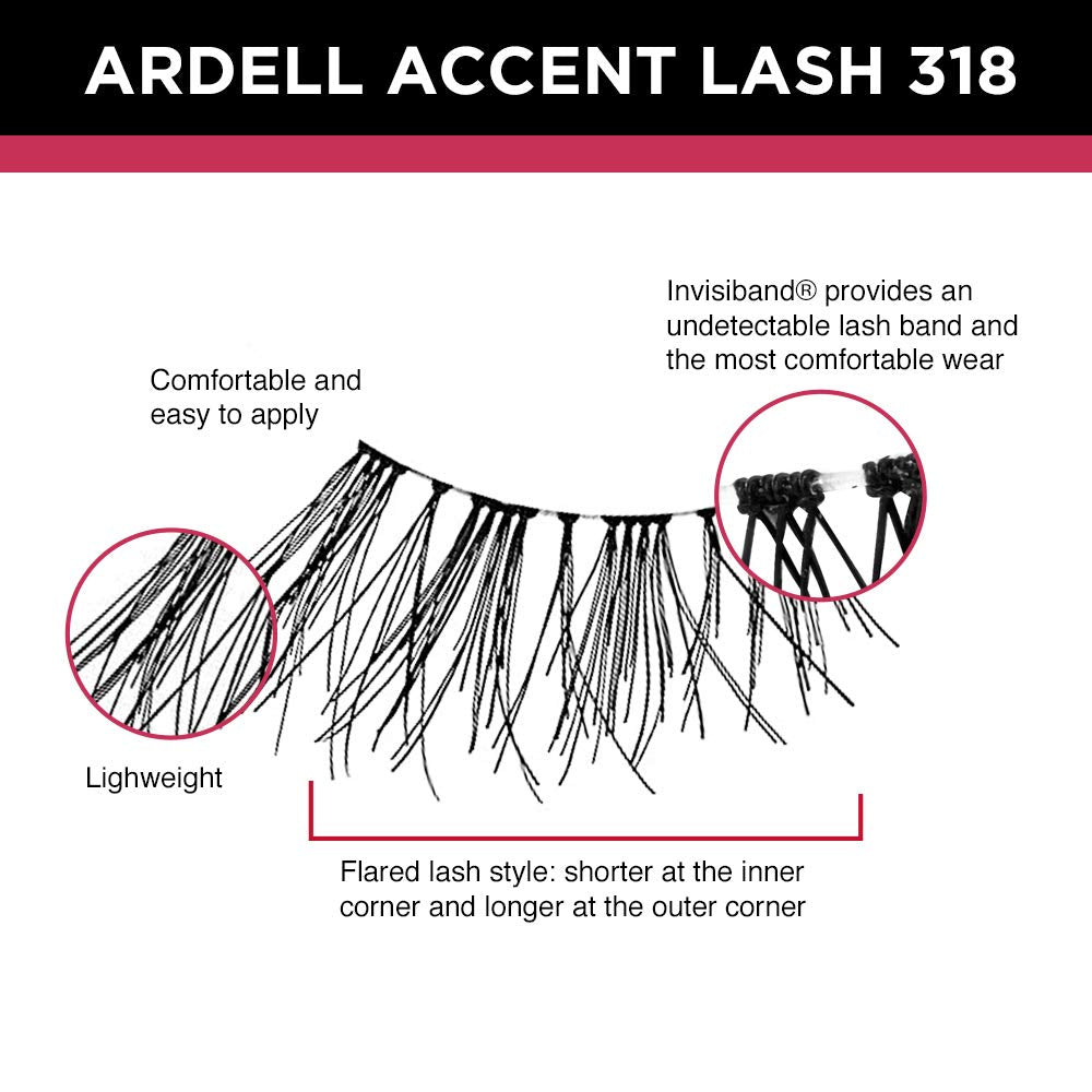 Ardell Accent 318 Half Lashes – Short Wispy Cat Eye, 4 Pack