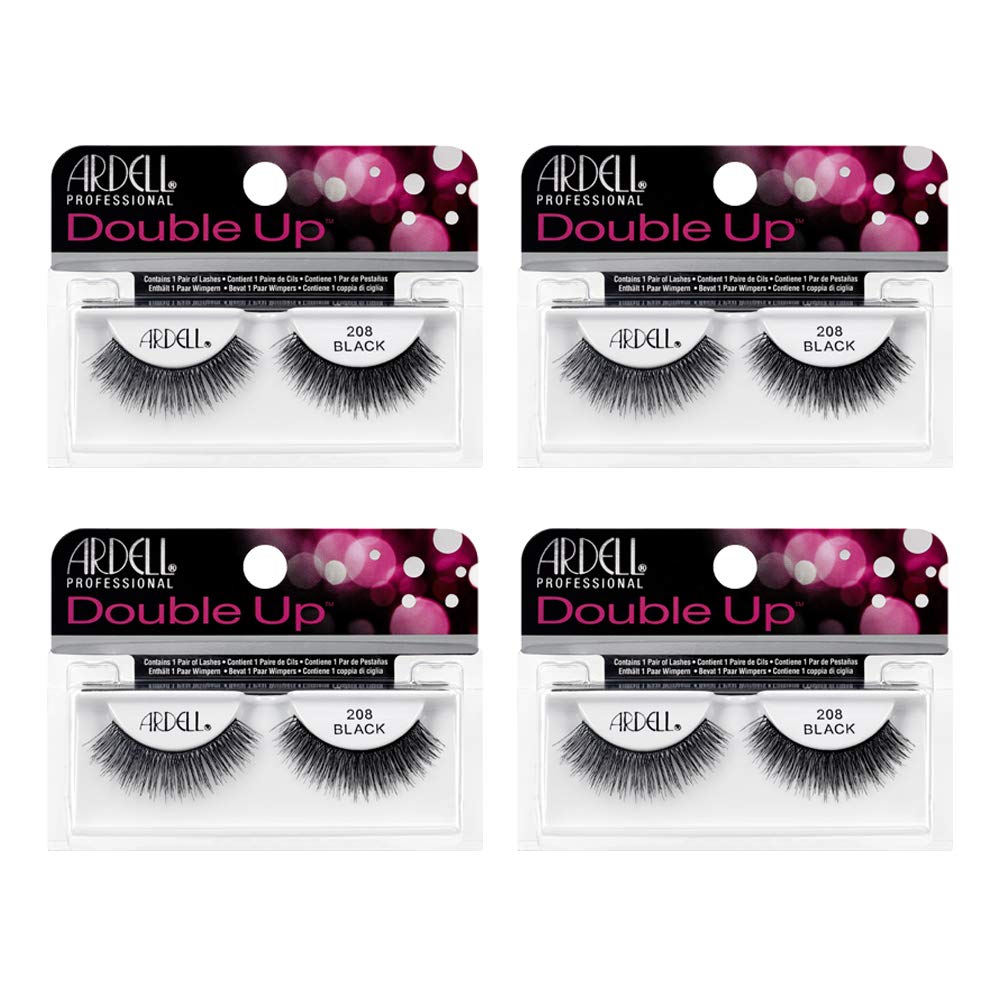Ardell Double Up 208 Lashes – Black, Dramatic Volume, 4-Pack