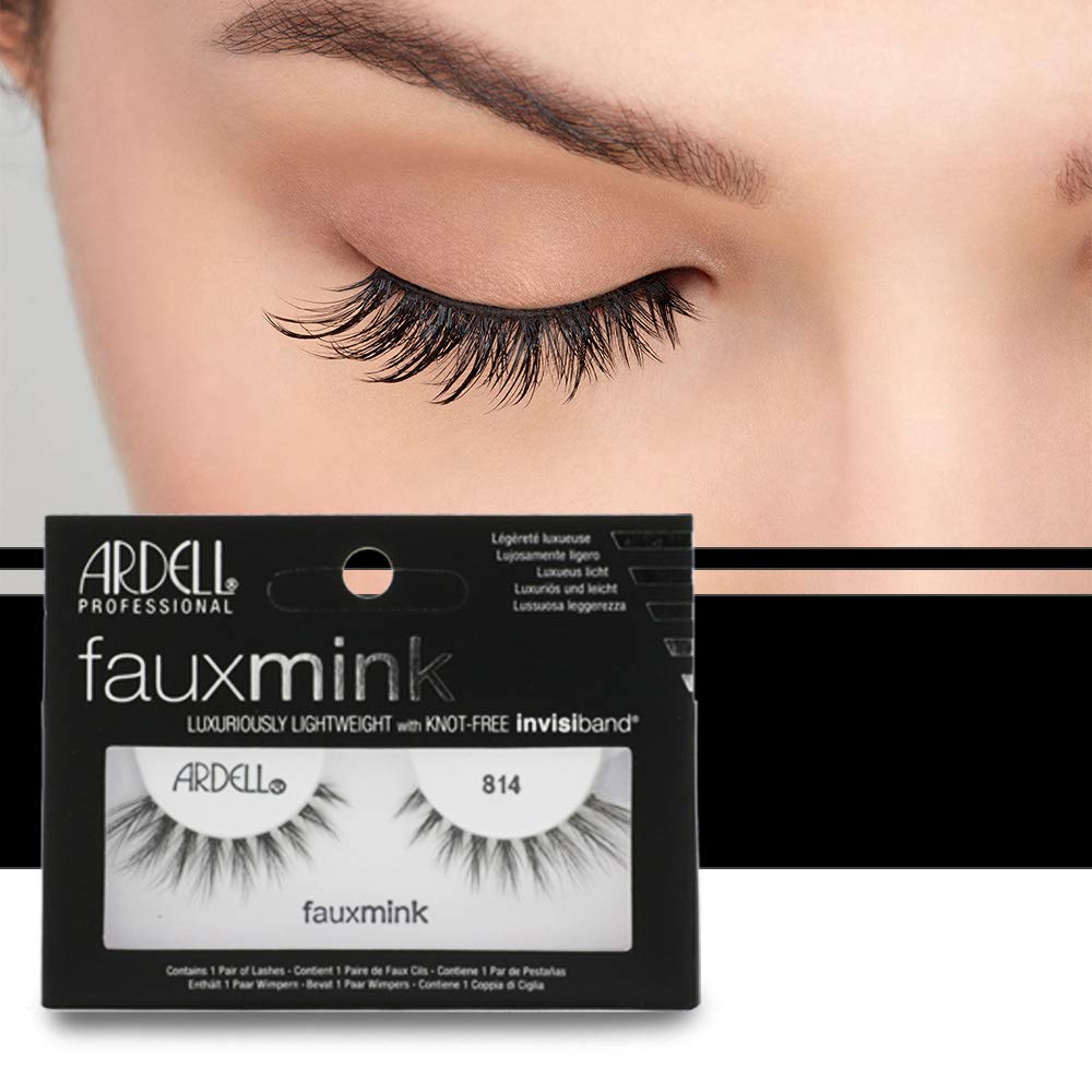 Ardell Faux Mink Lashes 814 Black – Natural, Reusable Strip Lashes (4 Pack)