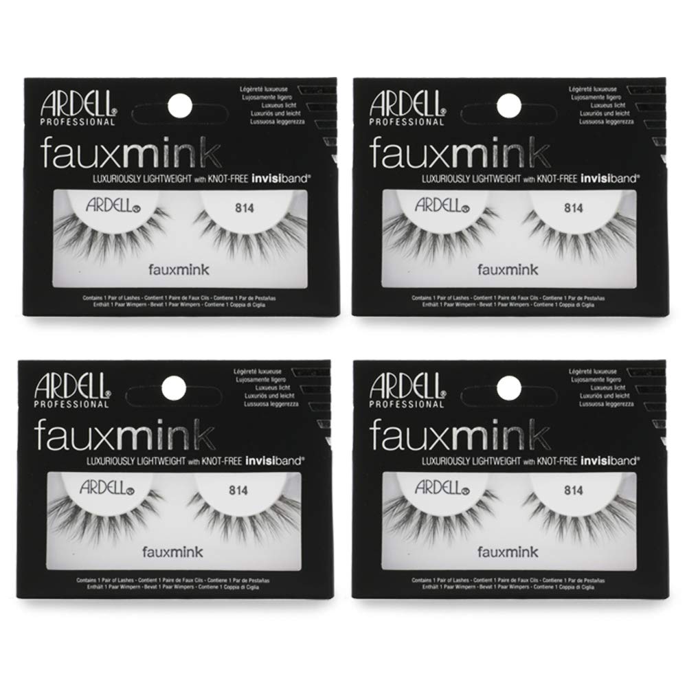 Ardell Faux Mink Lashes 814 Black – Natural, Reusable Strip Lashes (4 Pack)