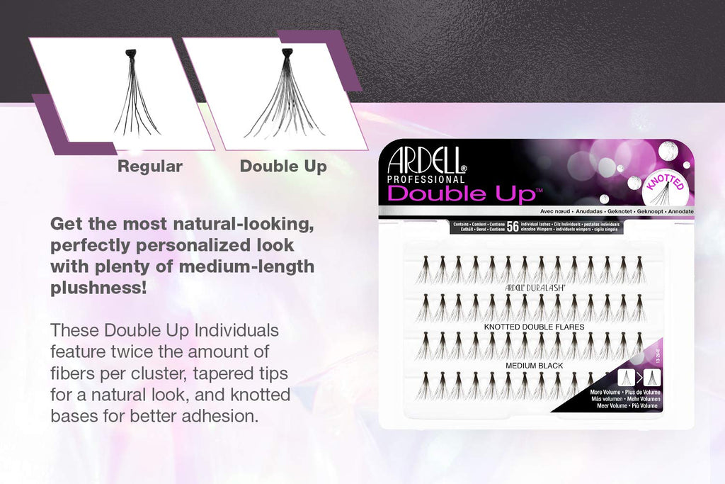 Ardell Double Up Individuals Knotted Medium Black Lashes - 4 Pack | Volumizing, Feathery Look