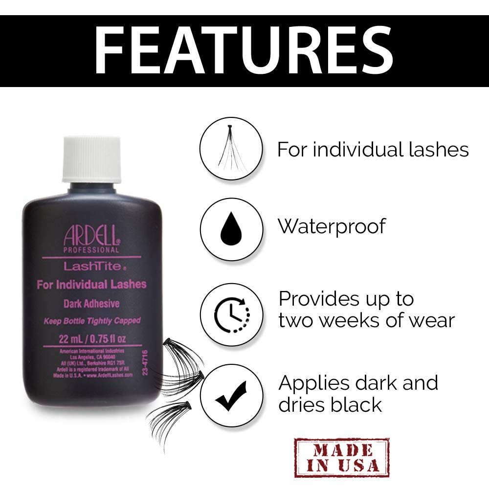 Ardell LashTite Lash Adhesive, Dark, Waterproof – 0.75 oz, 2 Pack