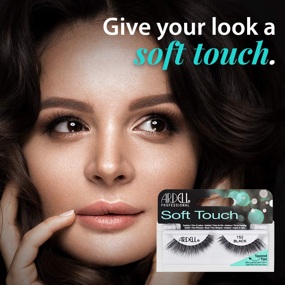 Ardell Soft Touch 152 Black False Eyelashes – Lightweight, Reusable Strip Lashes (4 Pack)