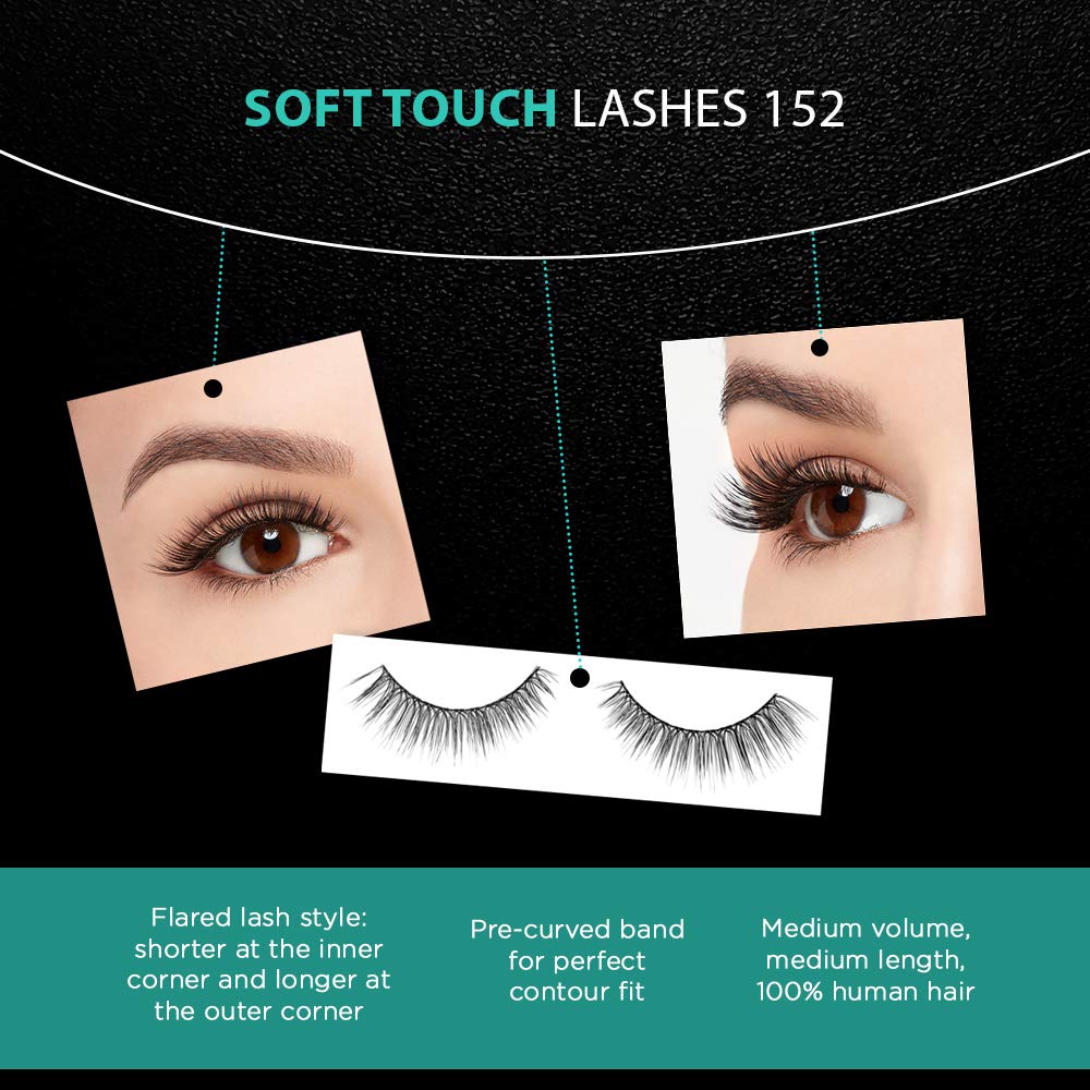 Ardell Soft Touch 152 Black False Eyelashes – Lightweight, Reusable Strip Lashes (4 Pack)