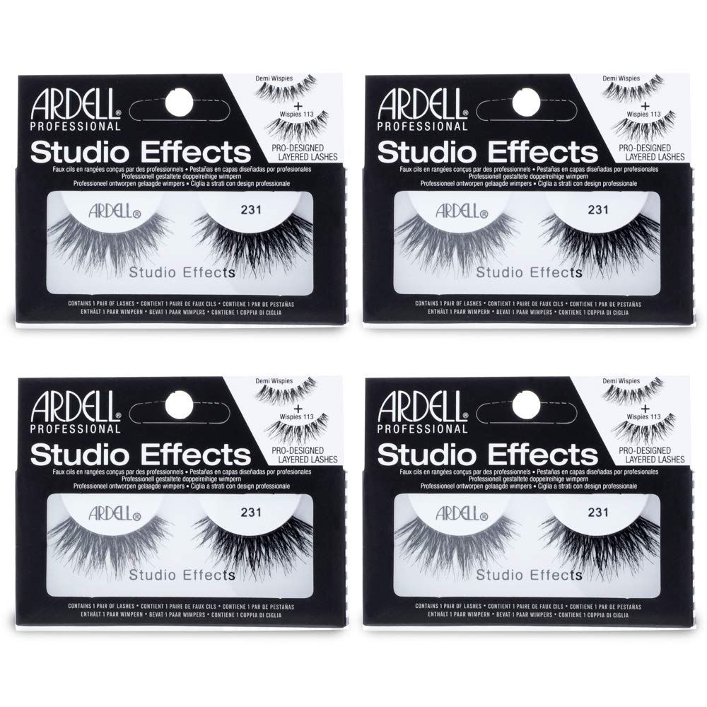Ardell Studio Effects 231 Lashes – Dramatic Volume, Reusable, 4-Pack