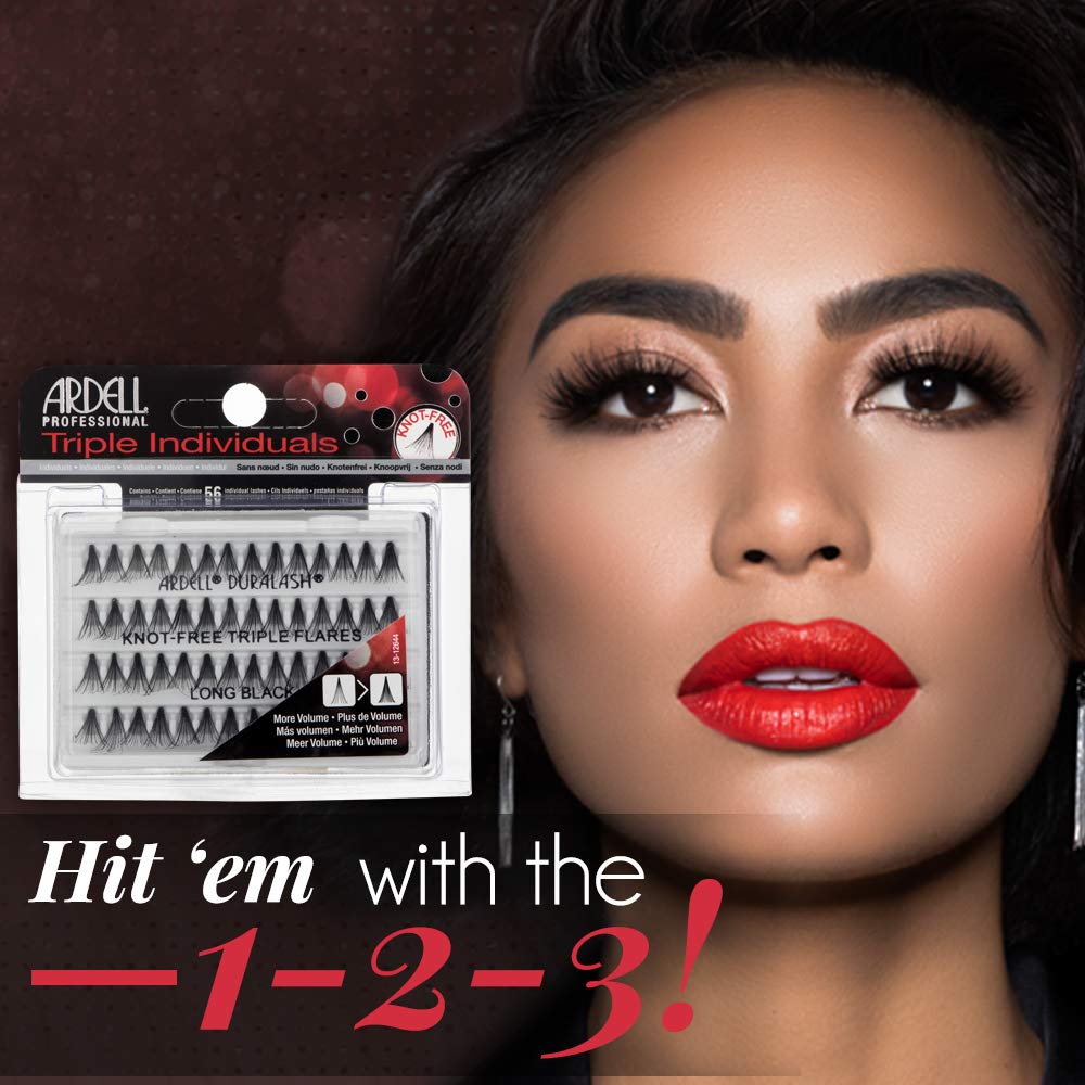 Ardell Triple Individual Lashes - Long Black, Knot-Free, 4-Pack