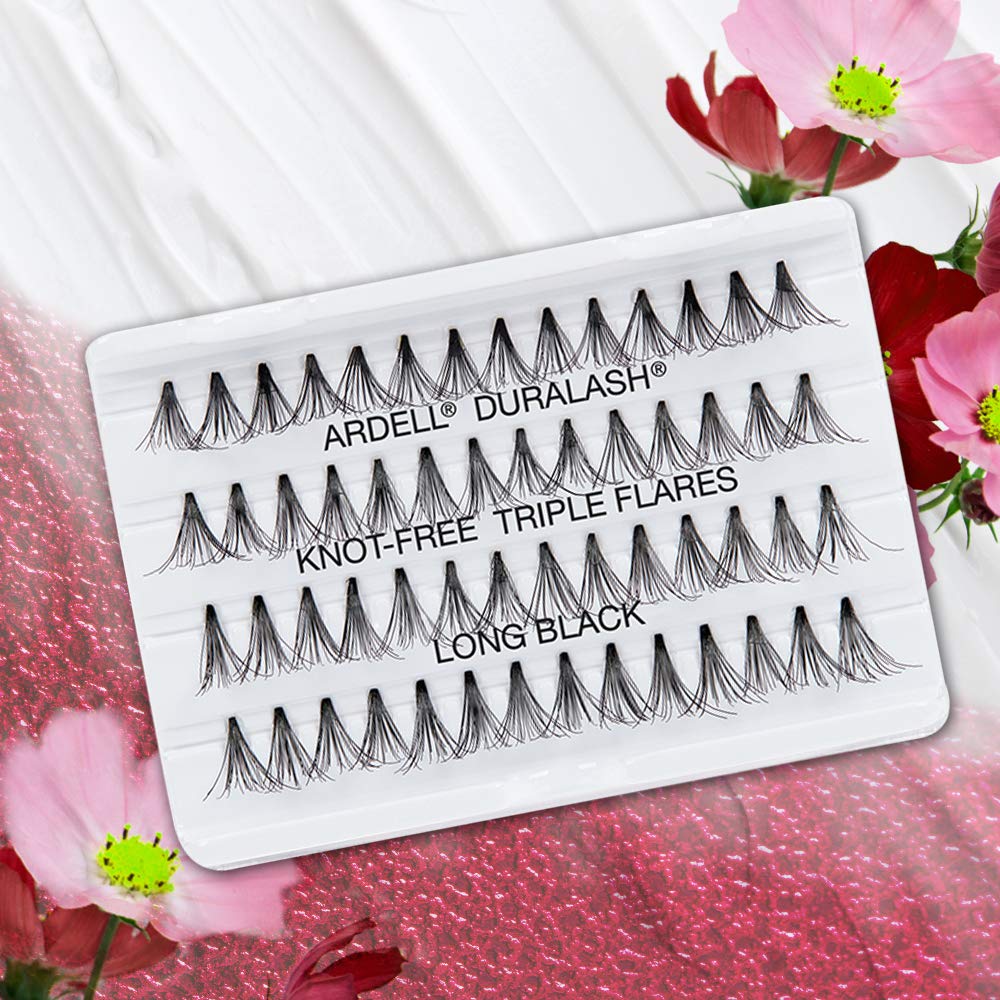 Ardell Triple Individual Lashes - Long Black, Knot-Free, 4-Pack