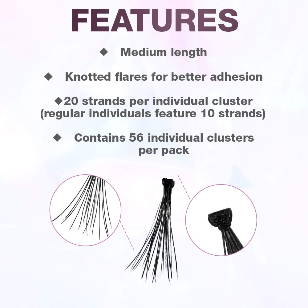 Ardell Double Up Individuals Knotted Medium Black Lashes - 4 Pack | Volumizing, Feathery Look