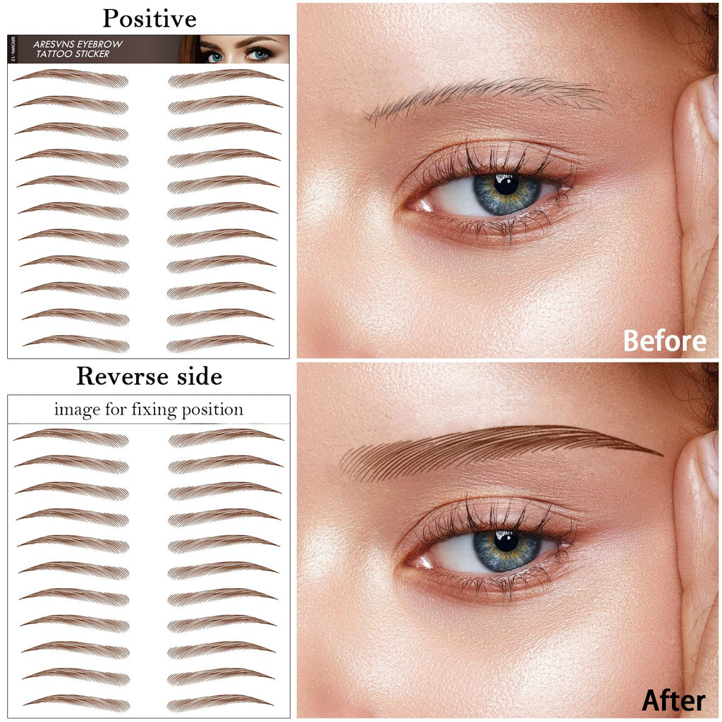 Aresvns Tattoo Eyebrow 66 Pairs — 4D Hair-Like, Waterproof, Lasts 3-5 Days