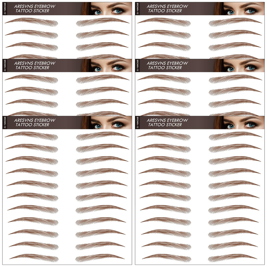 Aresvns Tattoo Eyebrow 66 Pairs — 4D Hair-Like, Waterproof, Lasts 3-5 Days