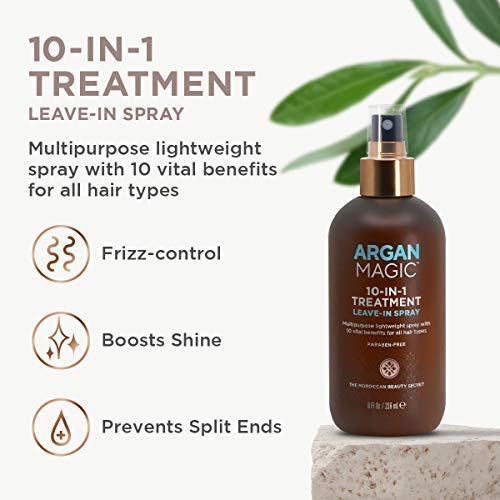 Argan Magic 10-in-1 Hair Treatment & Stylizing Spray – 8 oz, 2 Pack | Made in USA, Paraben Free, Cruelty Free