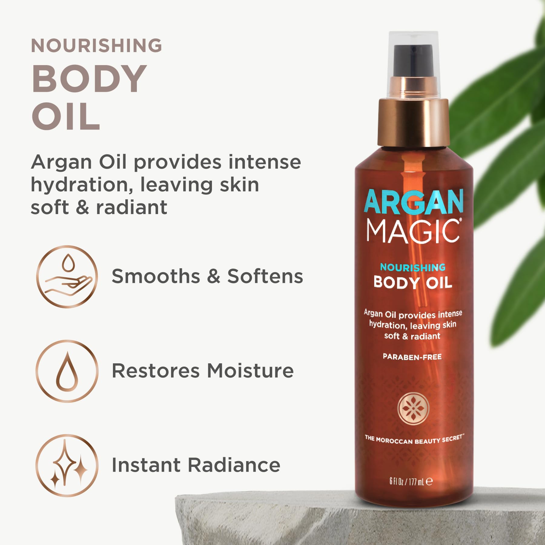 Argan Magic Nourishing Body Oil – Argan & Almond Oil, Deep Hydration, Radiant Skin | Made in USA