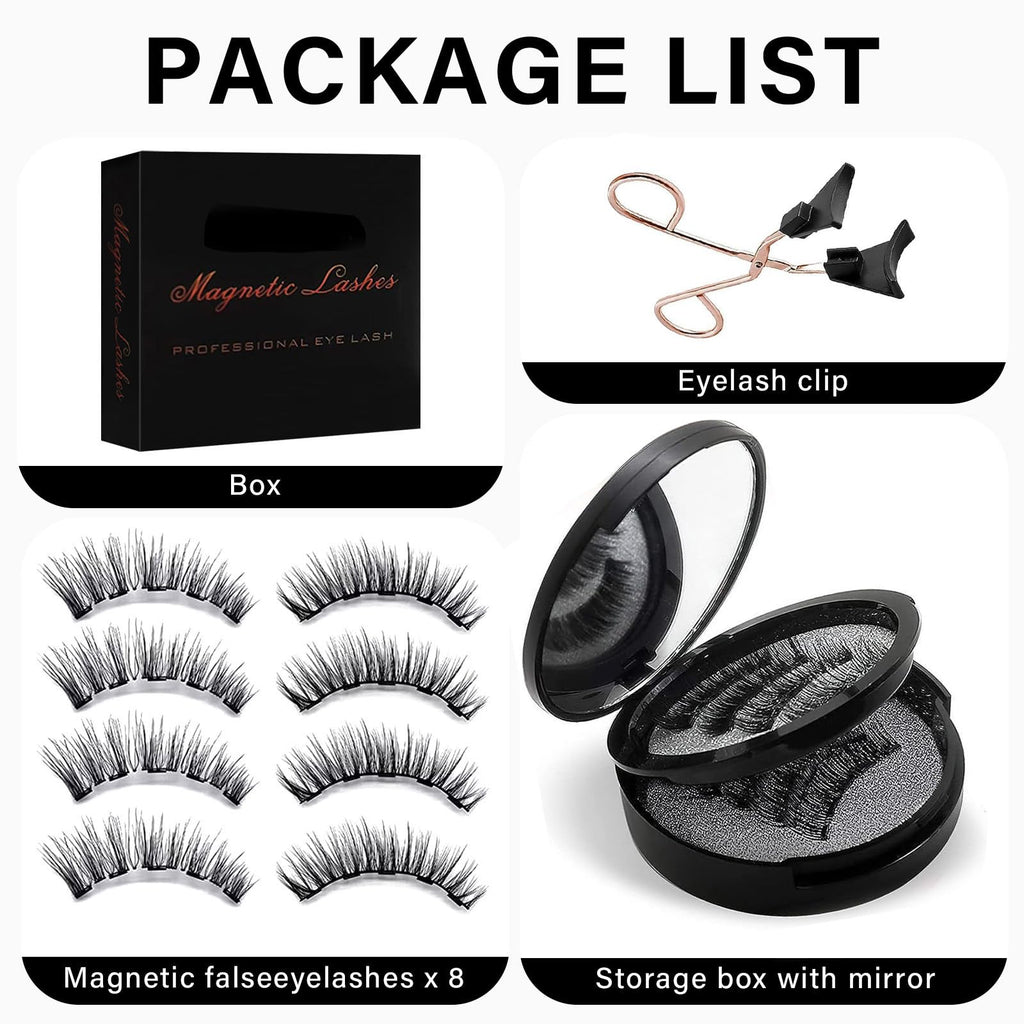 ARIOS Magnetic Eyelashes with Applicator – Reusable 3D Lashes, No Glue Needed
