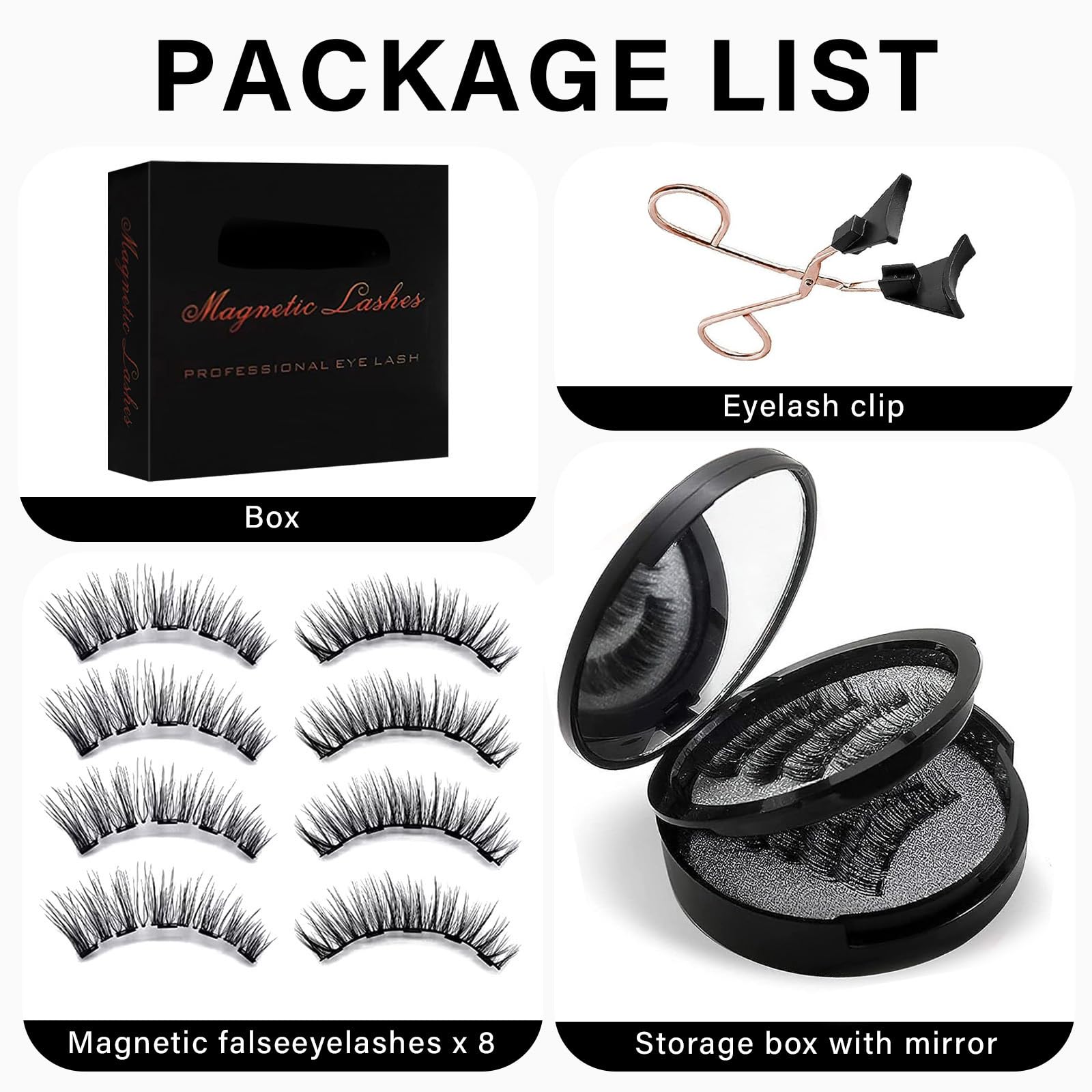 ARIOS Magnetic Eyelashes with Applicator – Reusable 3D Lashes, No Glue Needed