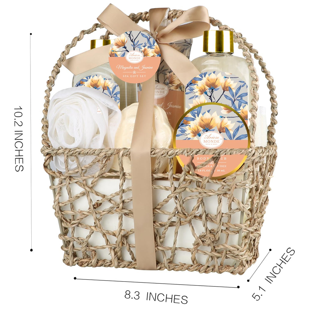 ArioseMonde Home Spa Gift Basket — Bath Spa Kit for Women Magnolia & Jasmine