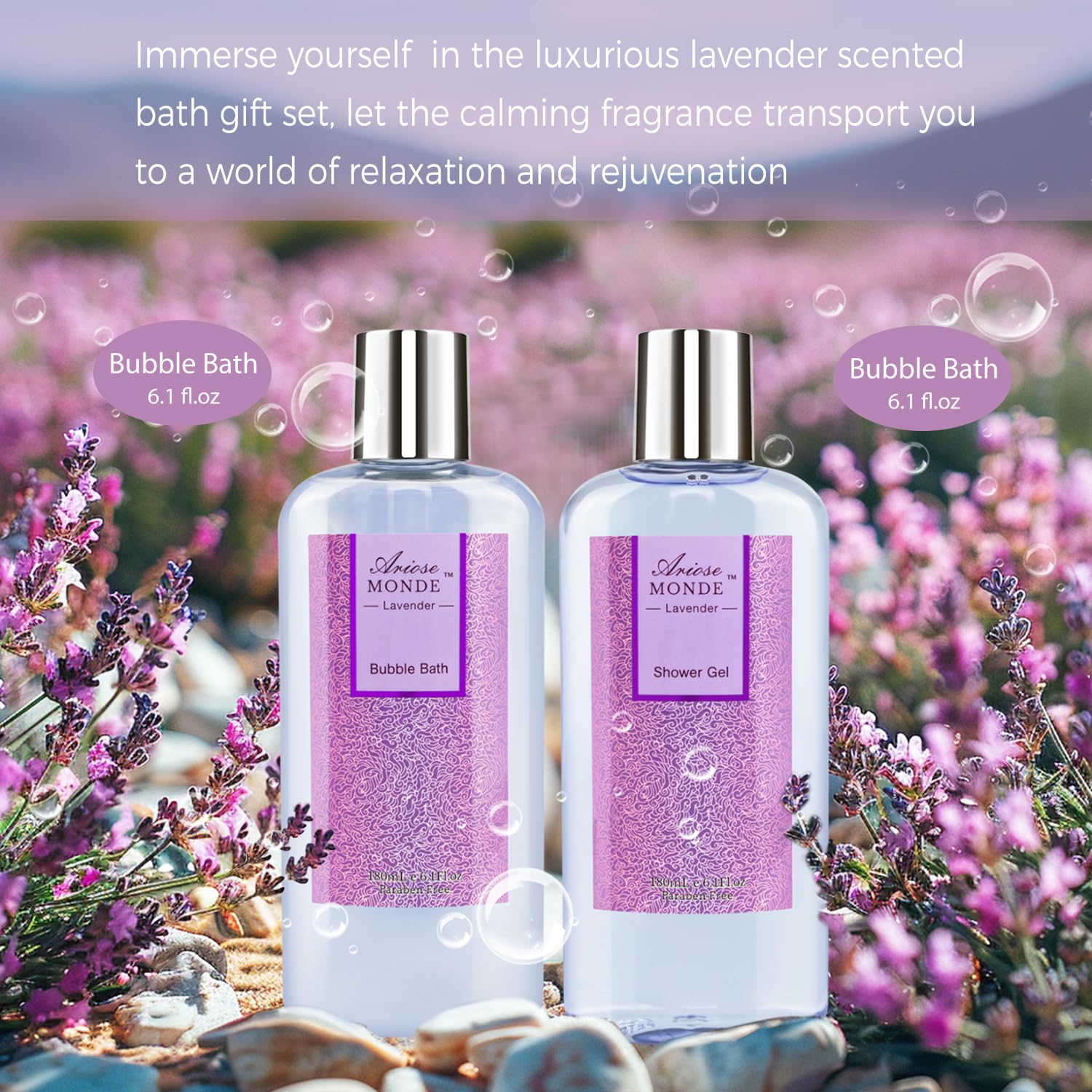 ArioseMonde Lavender Bath Set – Premium Spa Gift Basket for Women
