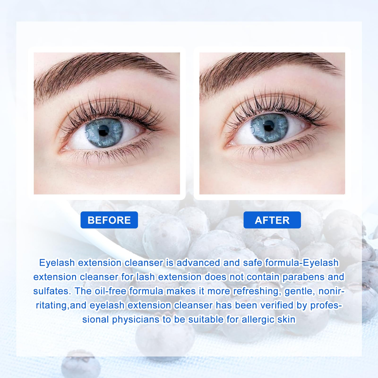 ARISON LASHES Eyelash Extension Shampoo 600ml – Paraben & Sulfate Free, Blueberry