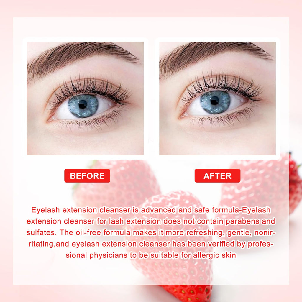 Arison Lashes Eyelash Extension Shampoo 600ml – Paraben & Sulfate Free, Oil-Free, Strawberry Scent | Safe for Extensions & Natural Lashes