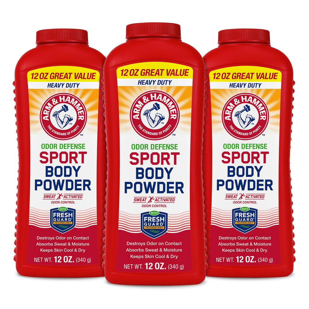 Arm & Hammer Sport Body Powder – Talc-Free, Aluminum-Free Odor Defense with Baking Soda (3 Pack)