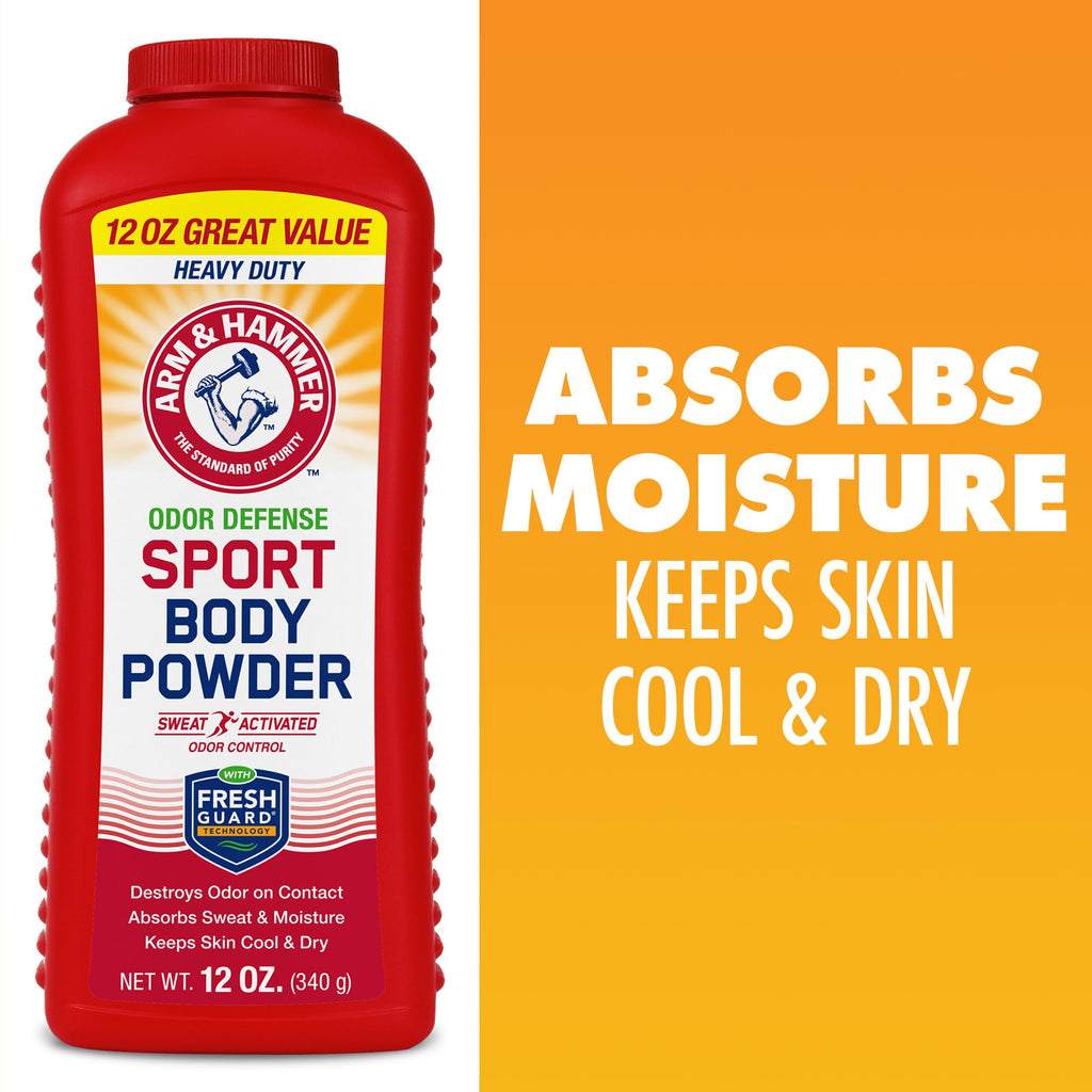 Arm & Hammer Sport Body Powder – Talc-Free, Aluminum-Free Odor Defense with Baking Soda (3 Pack)
