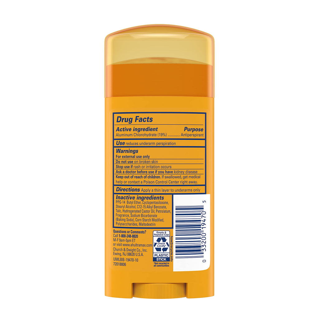Arm & Hammer Ultramax Antiperspirant Deodorant Solid – Powder Fresh, 2.6 oz, Pack of 11