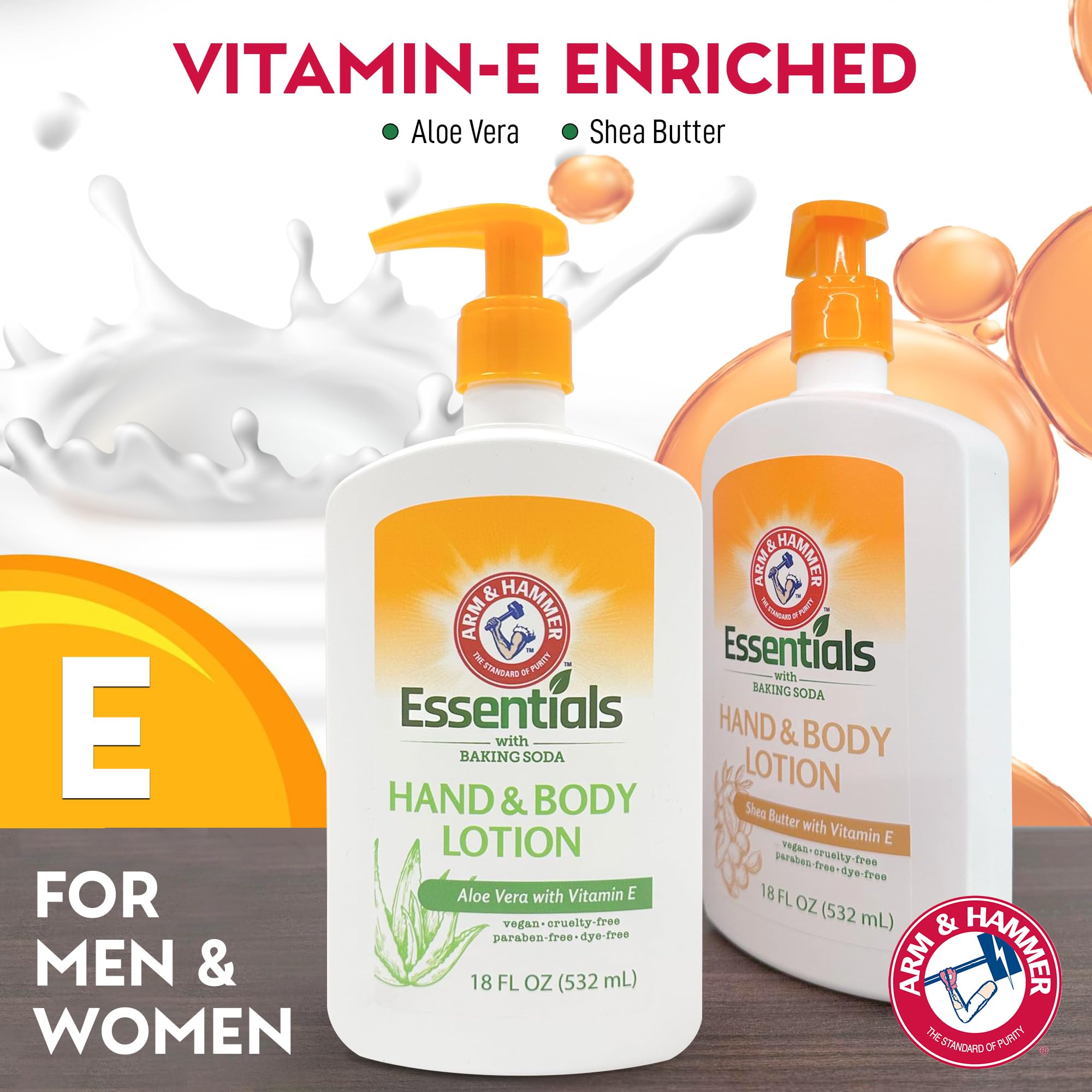 Arm & Hammer Essentials Hand & Body Lotion with Aloe Vera & Vitamin E – 18oz