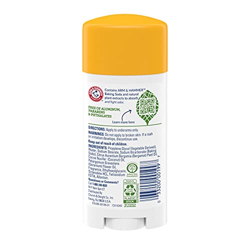 ARM & HAMMER Essentials Deodorant - Coconut Geranium - Aluminum-Free, 2.5 oz (Pack of 2)