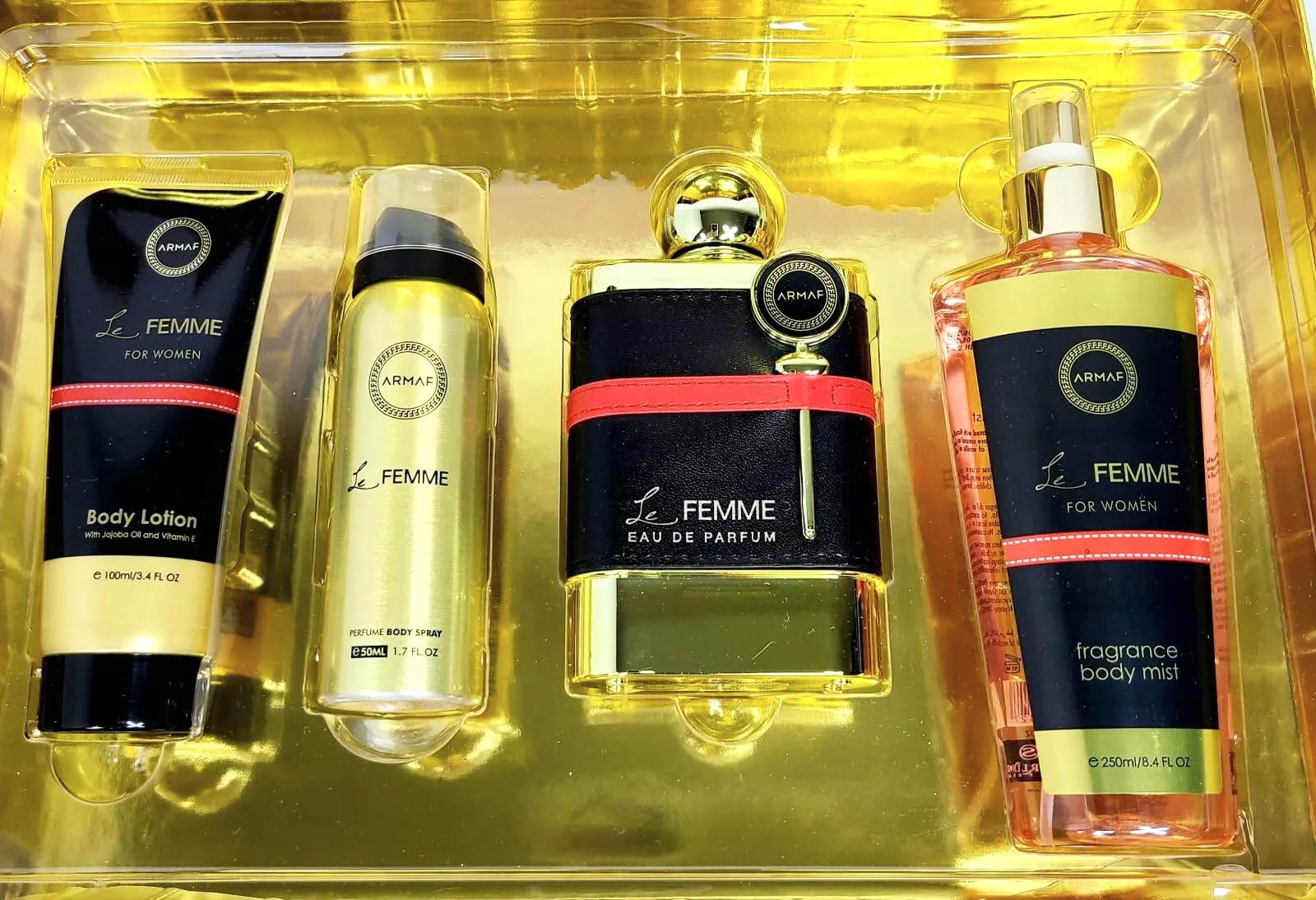 Armaf Le Femme 4-Piece Gift Set for Women | EDP 3.4 oz + Body Lotion + Body Spray + Body Mist