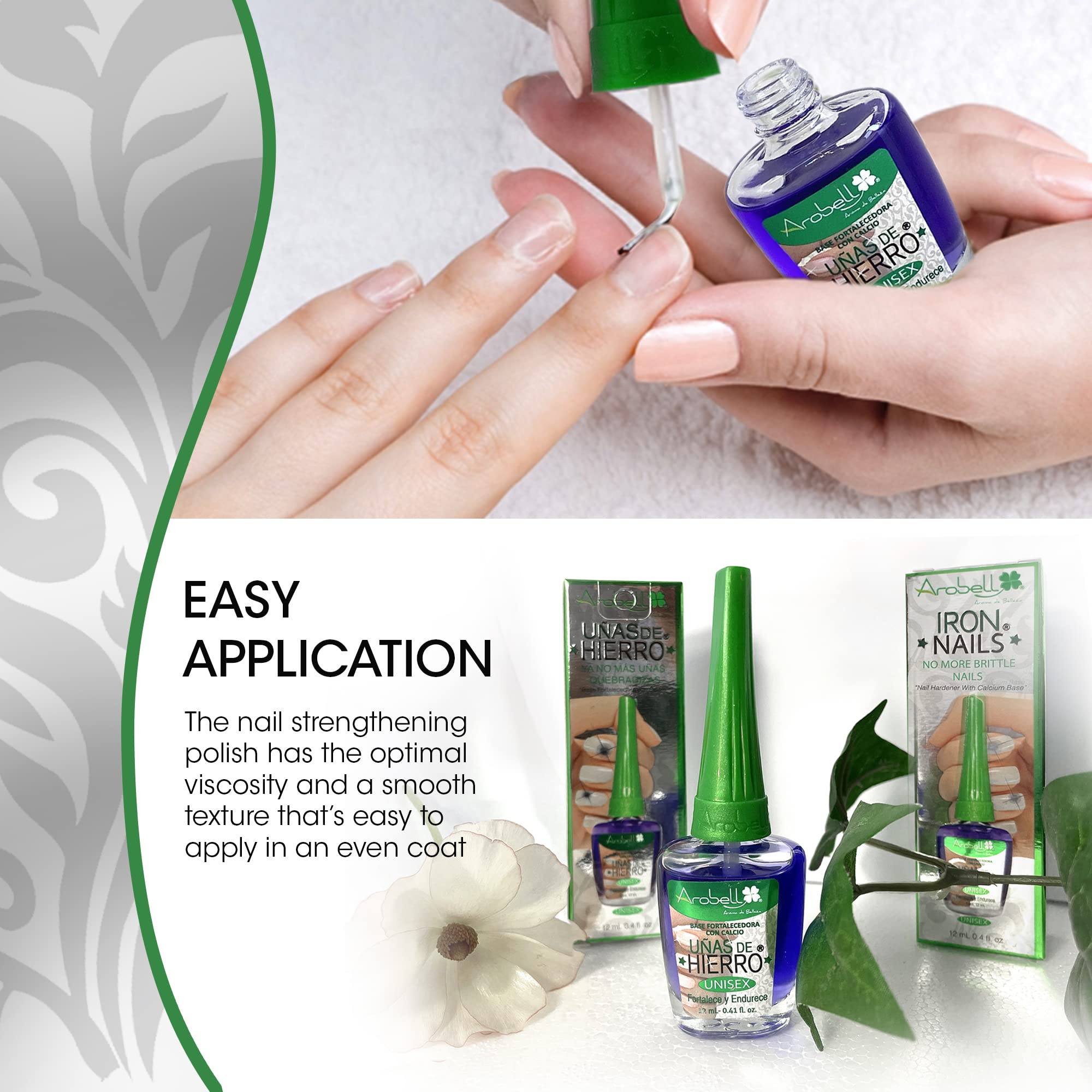 AROBELL Nail Strengthener Iron Nails & Clear Polish for Damaged & Brittle Nails – Growth & Protection
