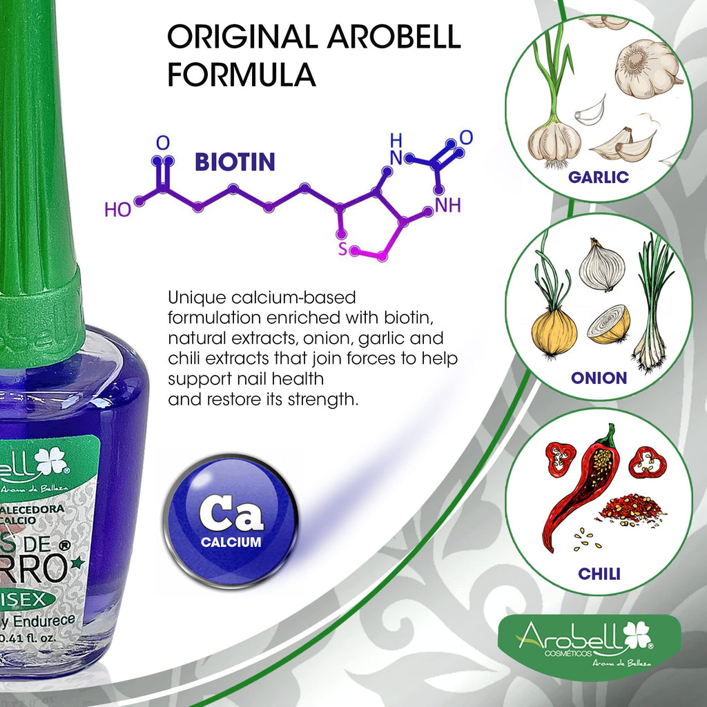 AROBELL Nail Strengthener Iron Nails & Clear Polish for Damaged & Brittle Nails – Growth & Protection