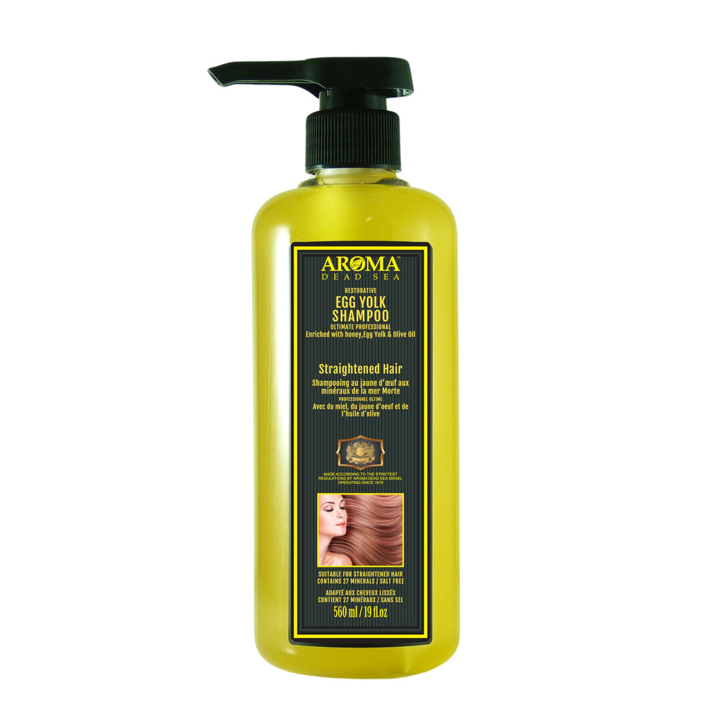 AROMA DEAD SEA Honey, Egg Yolk & Olive Oil Shampoo – Salon Grade for Straightened Hair, 16.9 fl oz